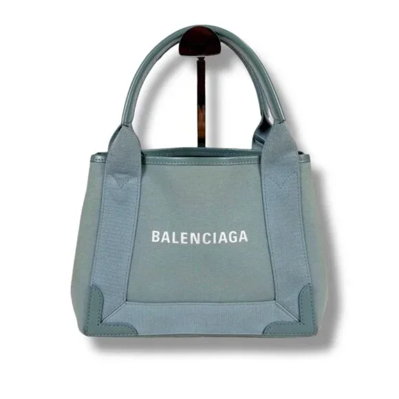 Balenciaga Navy Cabas Xxs Mini Tote Shoulder Bag 2-Way Light Blue - Picture 13 of 13
